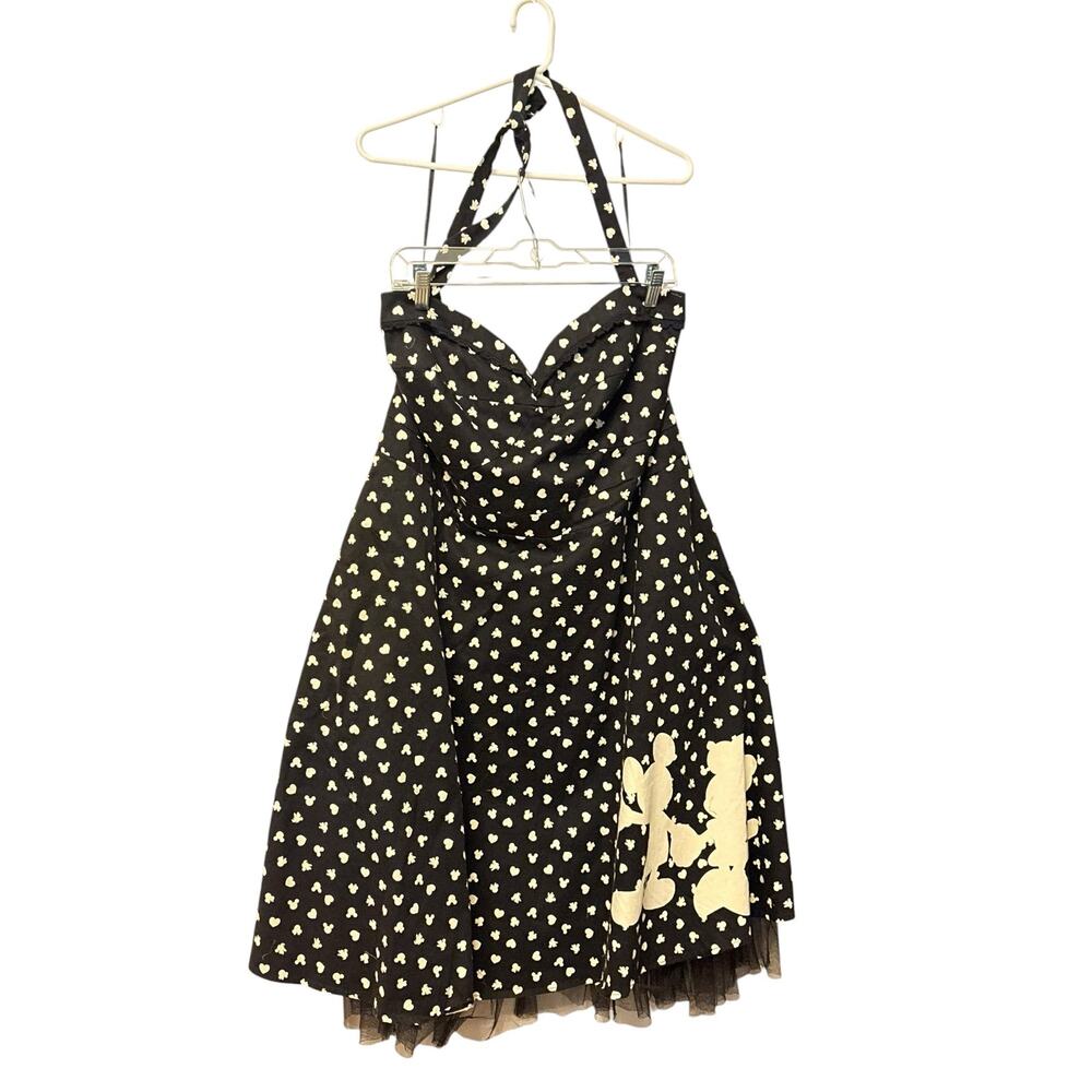 Disney Black & Cream Halter Fit & Flare Dress with Tulle Detail Hem sz 24 - Picture 2 of 8